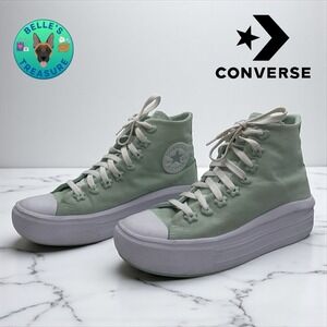 Converse Chuck Taylor Platform Sneakers Womens 8 White Mint Green Shoes‎ Hearts